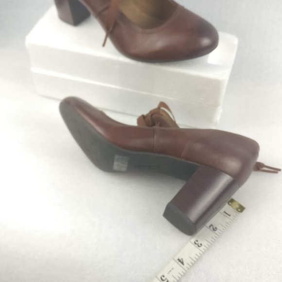 Soft LEATHER cushioned Footbed Chunky Heel Lightweight Academia PumpHeel 8us/6uk - Picture 4 of 7